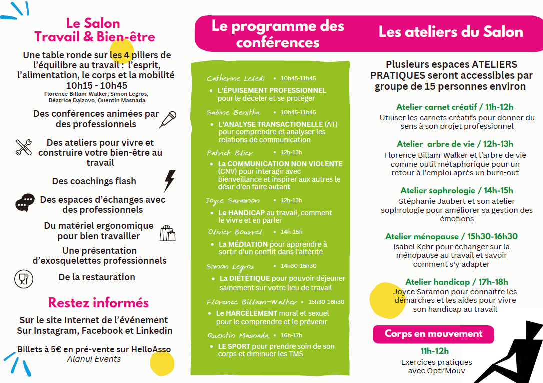 Salon Travail et Bien & Etre programme